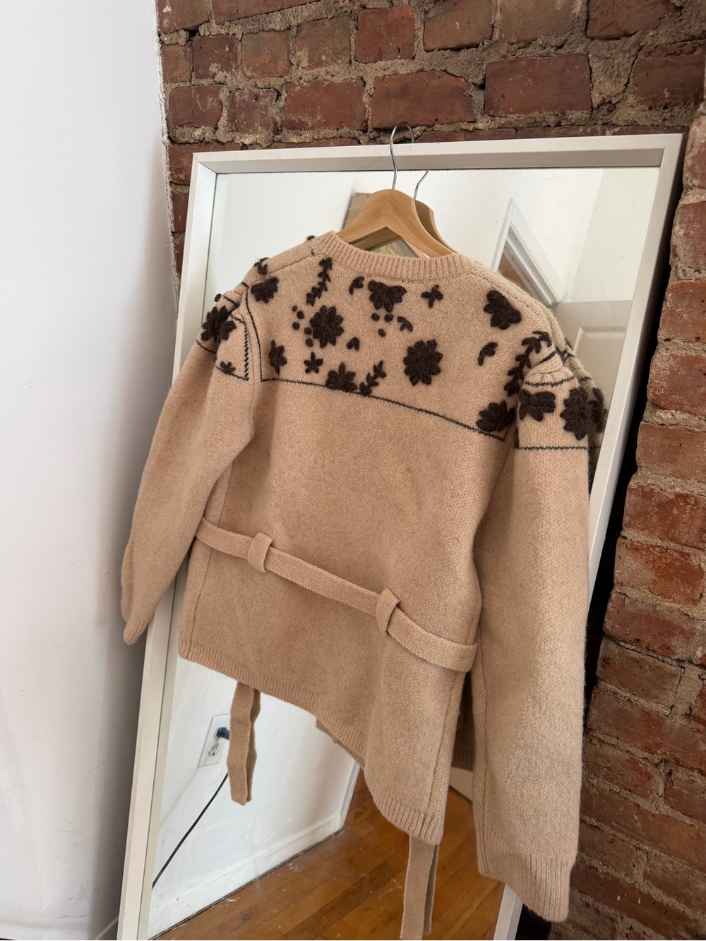 Zara Cream Cardigan with Brown Floral Felt Appliqués - Picture 4 of 4